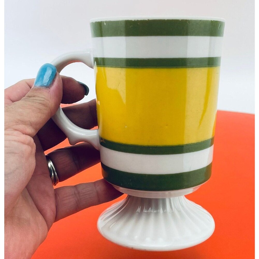 Vintage 70s coffee cup, Irish coffee ceramic footed mug
